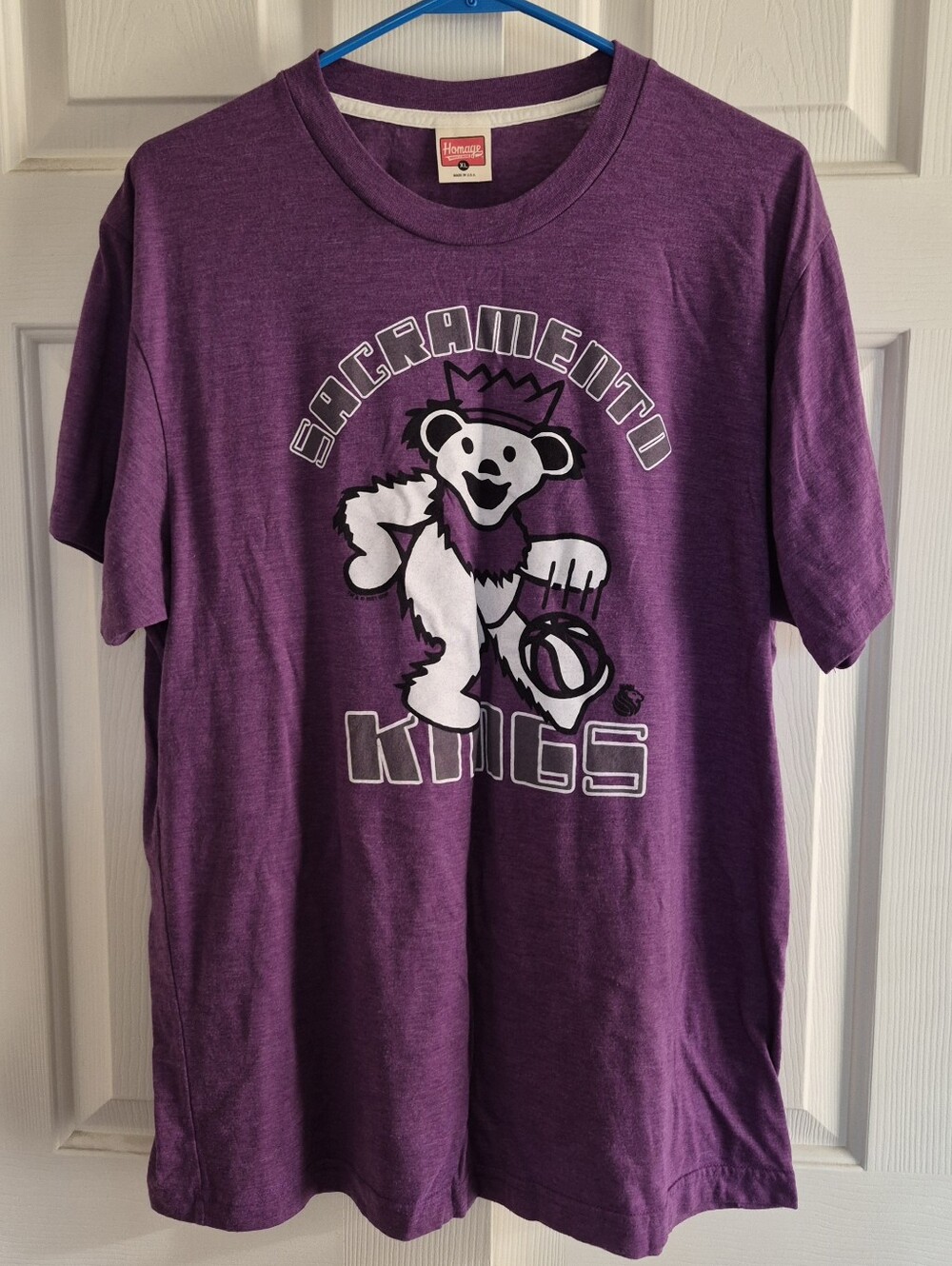 HOMAGE Purple Sacramento Kings NBA GREATFUL DEAD Dancing Bear Tee XL